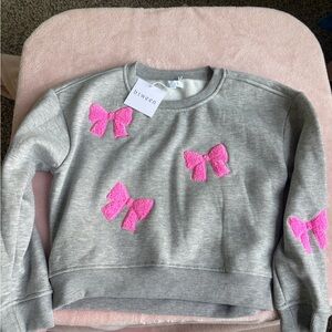 btween Gray Sweatshirt with Pink Bows